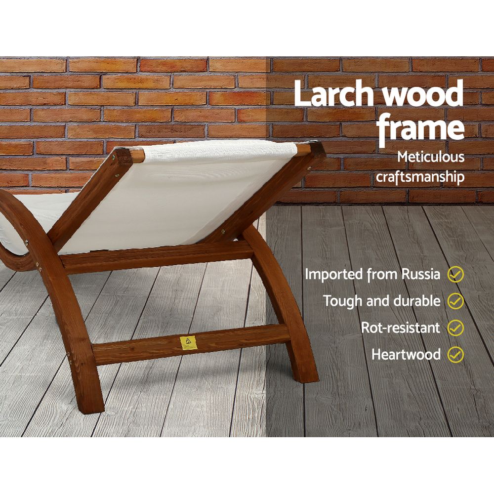 Gardeon Sun Lounge Outdoor Furniture Timber Armchair Wooden Stand