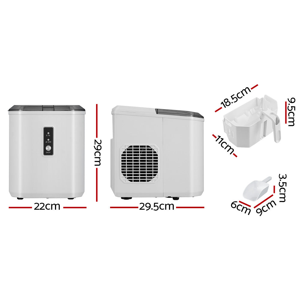 12kg Portable Ice Maker, 2L Tray, Quiet, Energy-Efficient - Devanti