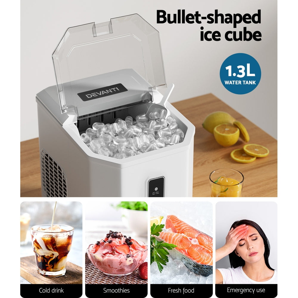 12kg Portable Ice Maker, 2L Tray, Quiet, Energy-Efficient - Devanti