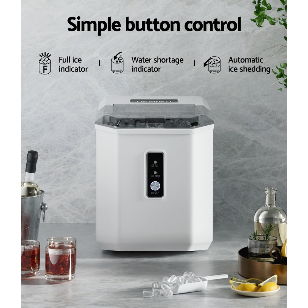 12kg Portable Ice Maker, 2L Tray, Quiet, Energy-Efficient - Devanti