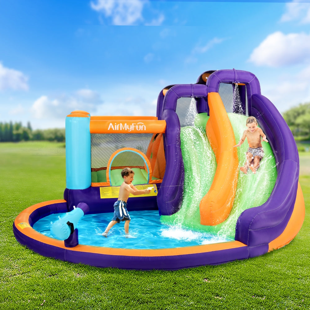 AirMyFun Inflatable Water Slide Kids Jumping Trampoline Castle Double Slide