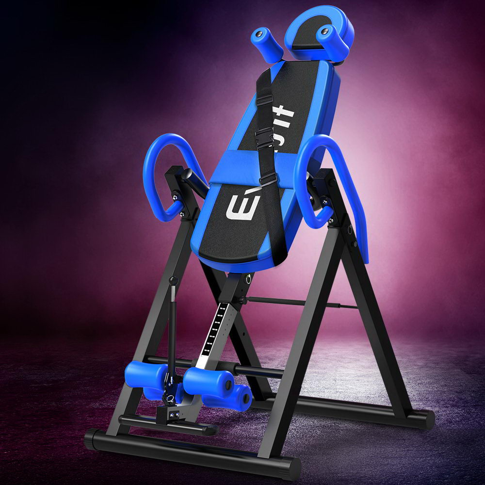 Everfit Inversion Table Gravity Exercise Inverter Back Stretcher Home Gym Blue