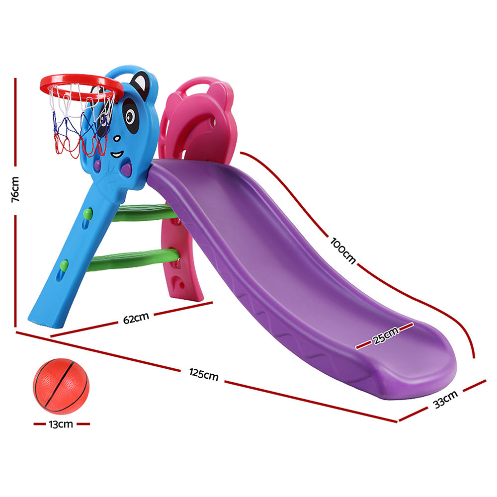 Keezi Kids Slide Set Basketball Hoop Indoor Outdoor Playground Toys 100cm Blue