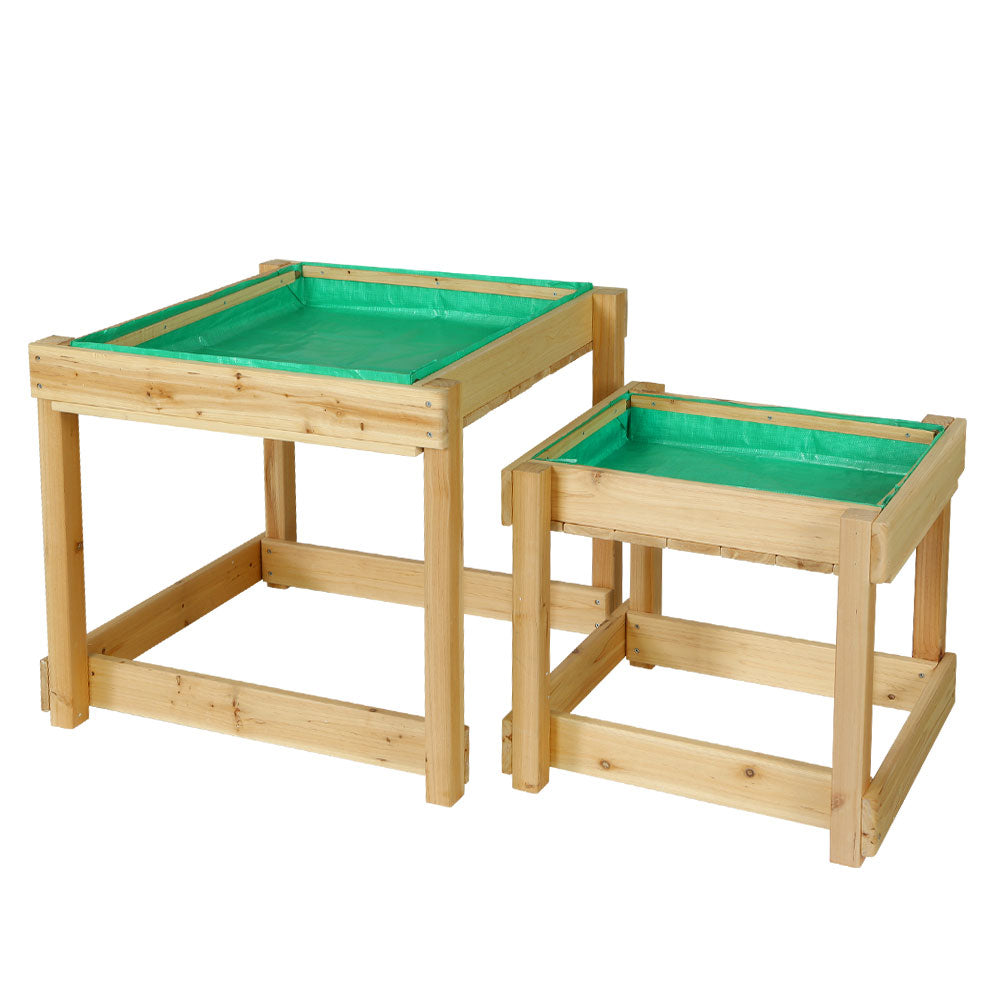 Keezi Kids Sandpit Wooden Sandbox Sand Pit Water Table Outdoor Toys 101cm