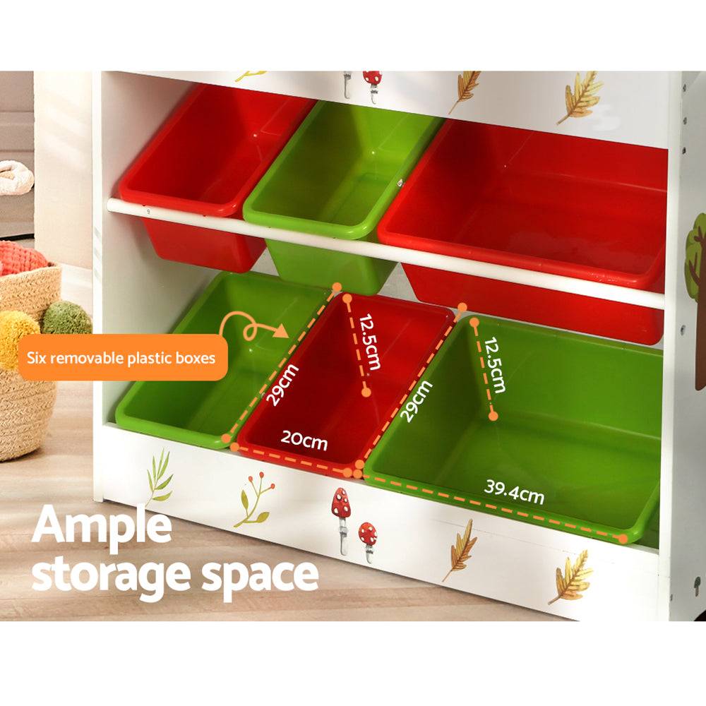 Keezi 3 Tiers Kids Bookshelf Storage Children Bookcase Toy Box Organiser Rack 6 Bins