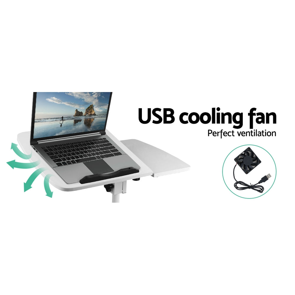 Rotating Laptop Desk with USB Cooler & Wheels - Artiss