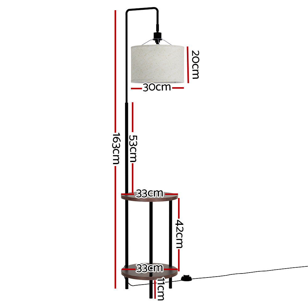 Artiss Floor Lamp 2 Tier Shelf Storage LED Light Stand Home Room Adjustable Head