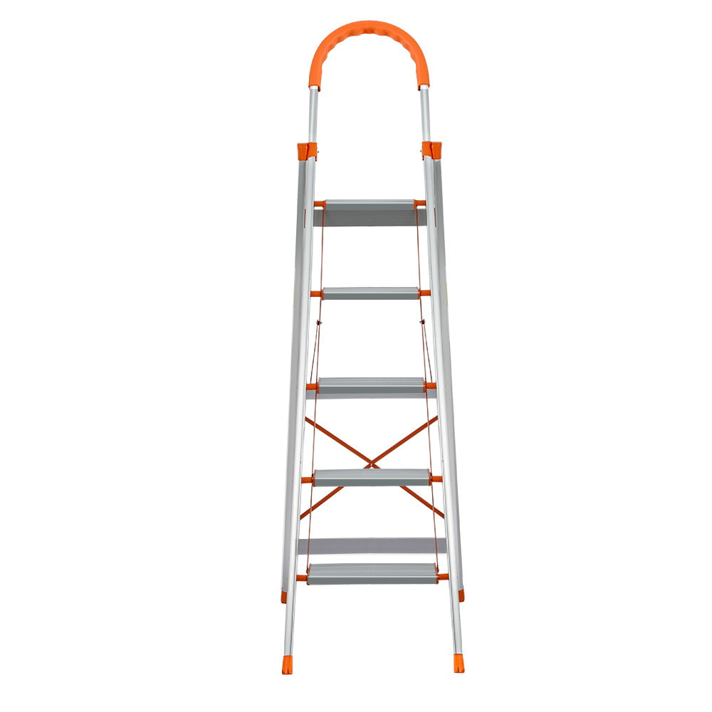 Lightweight Non-Slip 5 Step Folding Ladder, Aluminum - Giantz