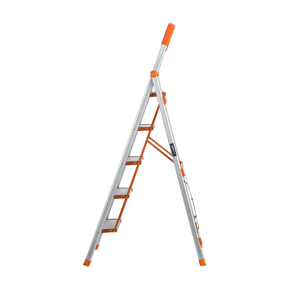 Lightweight Non-Slip 5 Step Folding Ladder, Aluminum - Giantz