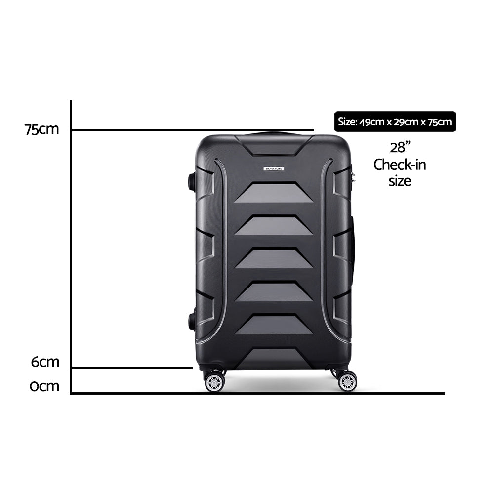 Wanderlite 28" 75cm Luggage Trolley Travel Suitcase Set TSA Hard Case Lightweight Strap
