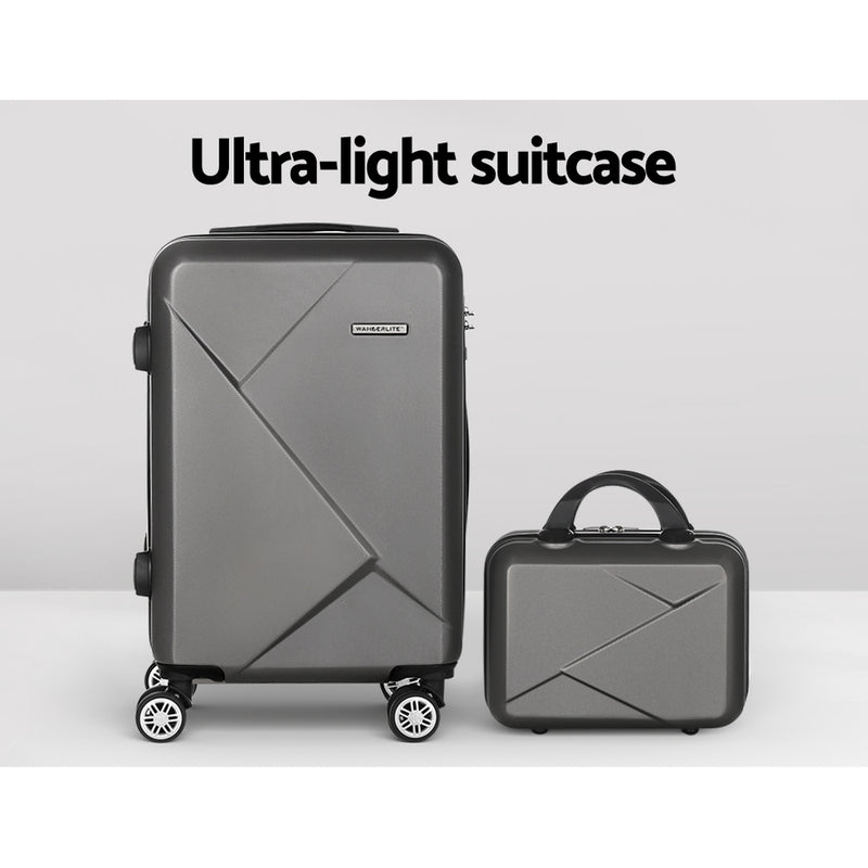 Wanderlite 2pc Luggage Trolley Suitcase 12" 28" Carry On Travel Stoage Hardshell