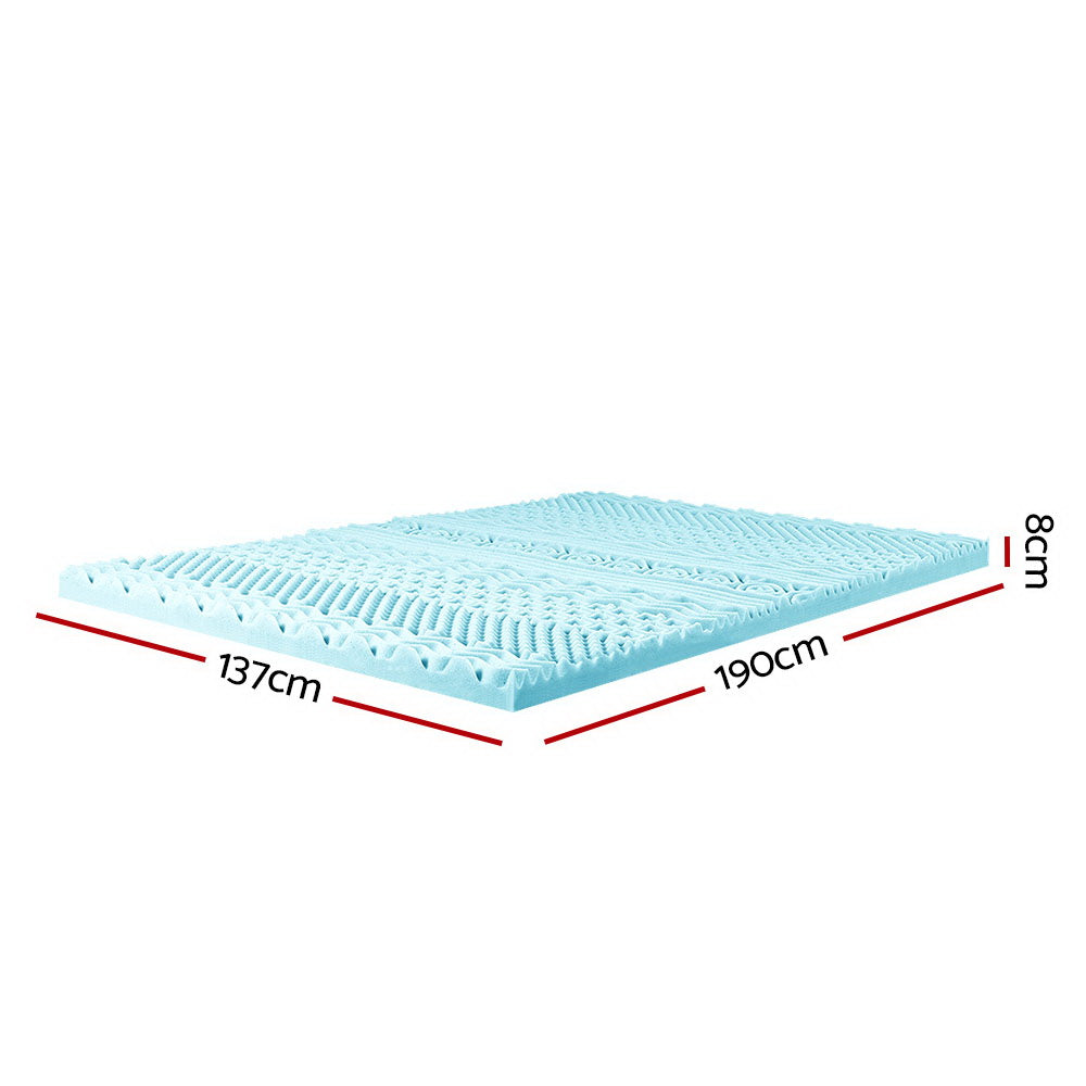 11-Zone Gel Memory Foam Double Mattress Topper, 8cm - Giselle Bedding