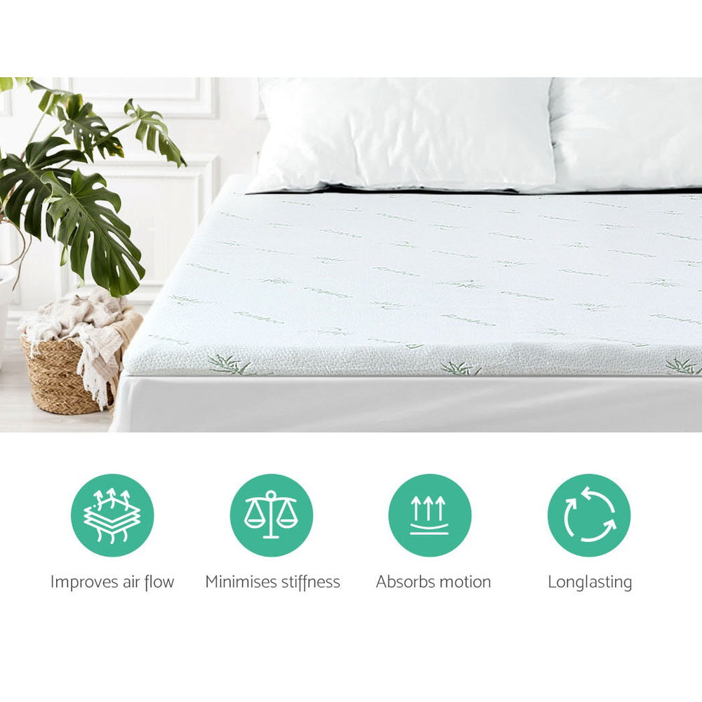 11-Zone Gel Memory Foam Double Mattress Topper, 8cm - Giselle Bedding