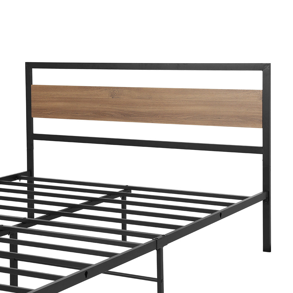 Artiss Bed Frame Double Size Metal Base Mattress Platform Foundation Black DREW