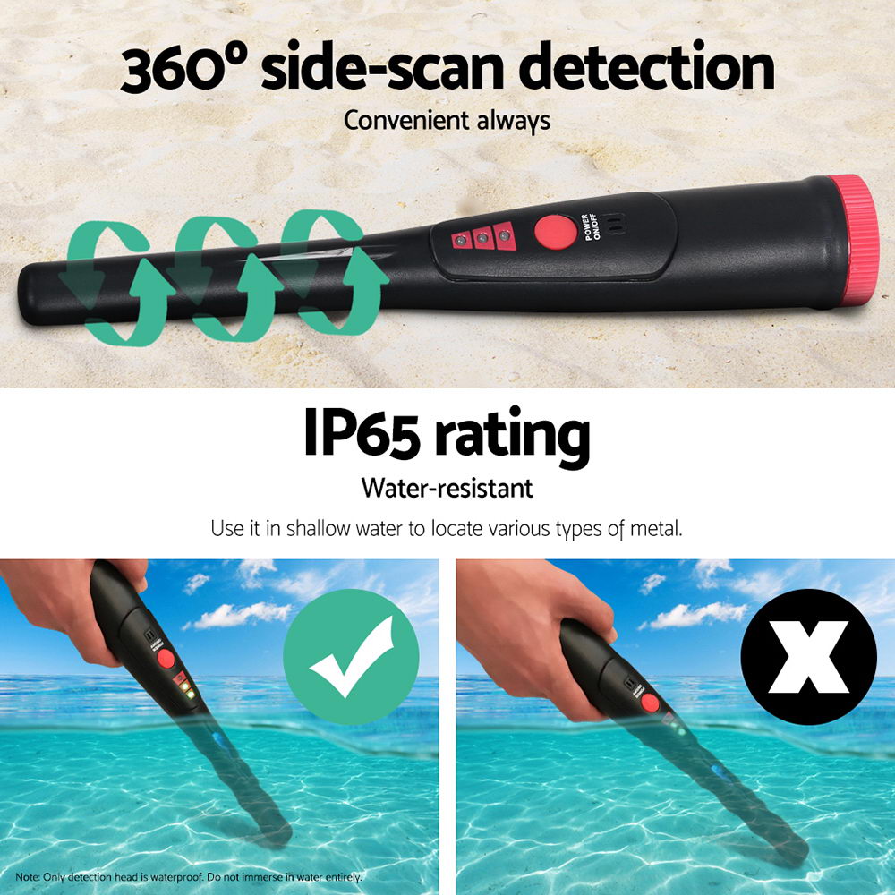 Metal Detector 40MM Sensitive Handheld Pinpointer Waterproof Automatic Hunter Black