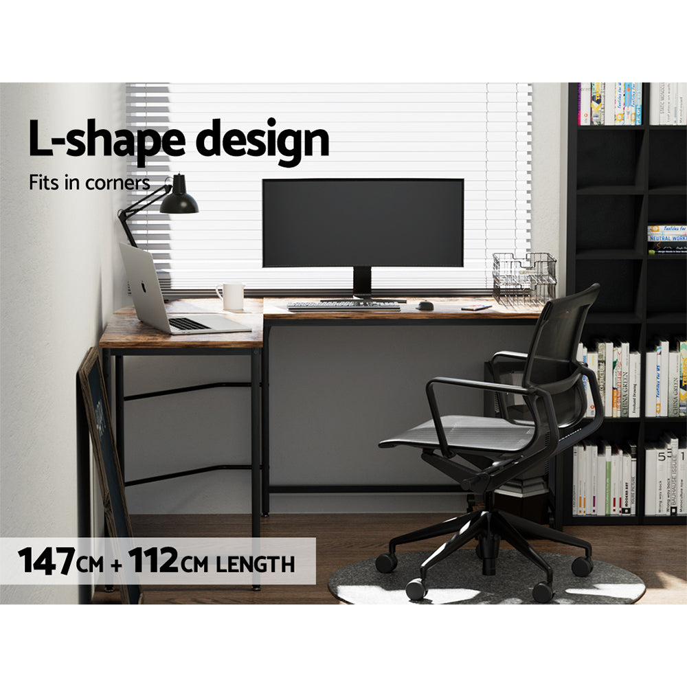 L-Shape Corner Computer Desk with CPU Stand Brown - Artiss