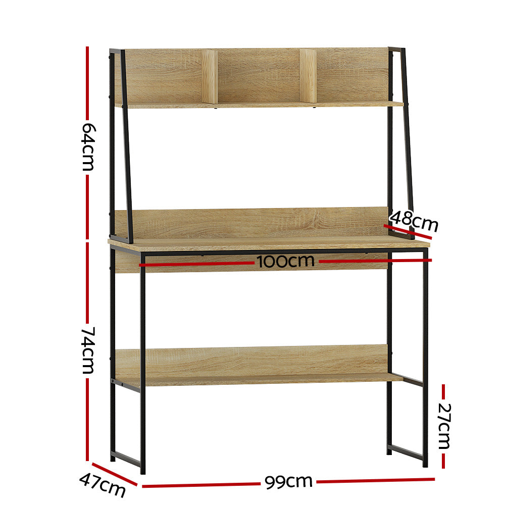 Artiss Computer Desk Bookshelf Storage 100CM Oak