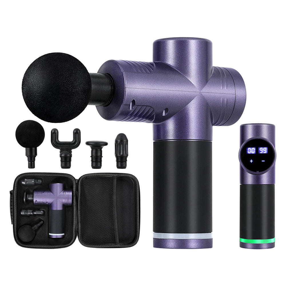 Everfit 30 Speed Massage Gun 4 Heads Vibration Muscle Massager Chargeable Purple