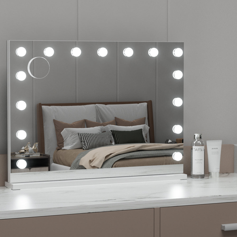 Embellir Bluetooth Makeup Mirror 80X58cm Hollywood with Light Vanity Wall 15 LED