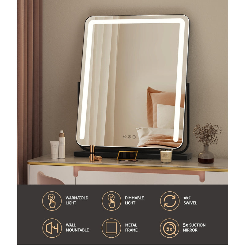Embellir Makeup Mirror With Light Hollywood Vanity Wall Mounted Mirrors 50X60CM