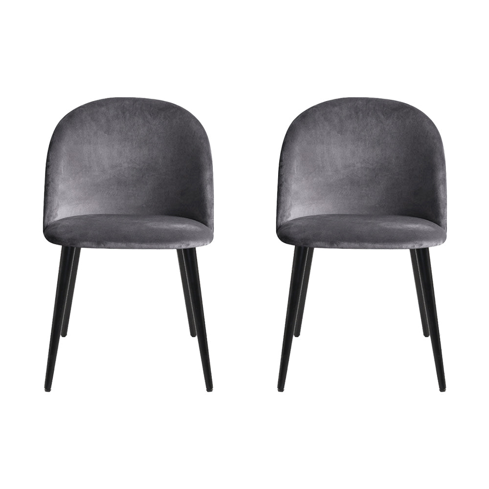 Artiss Dining Chairs Set of 2 Velvet Solid Curved Dark Grey