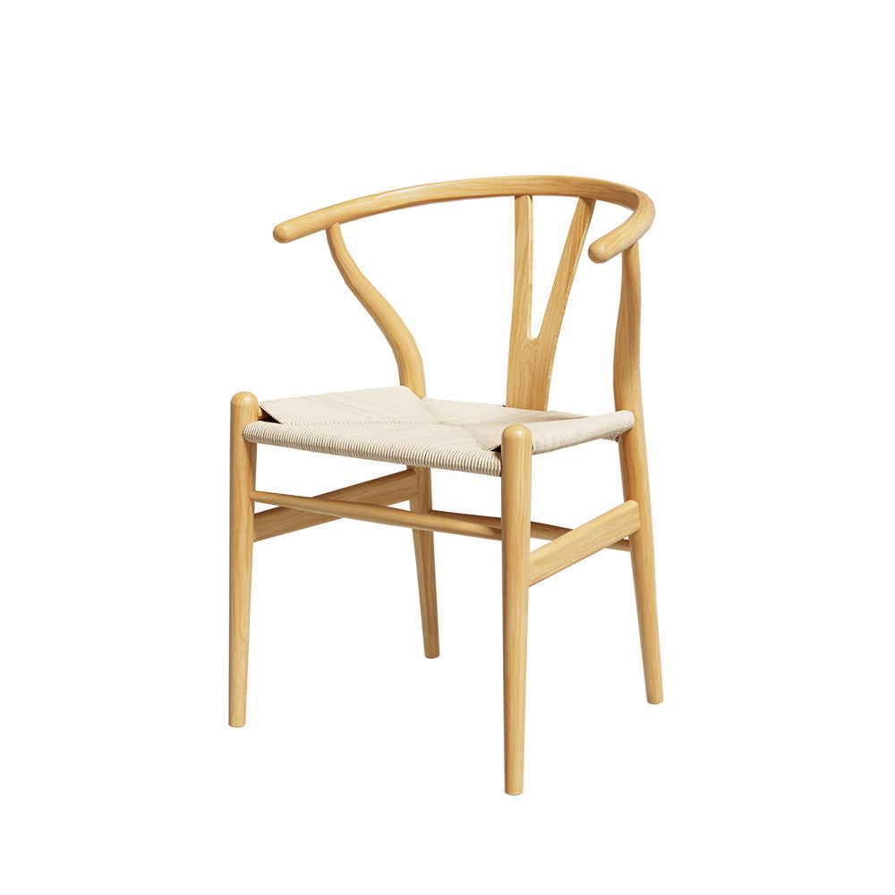 Artiss Dining Chair Wooden Rattan Seat Wishbone Back
