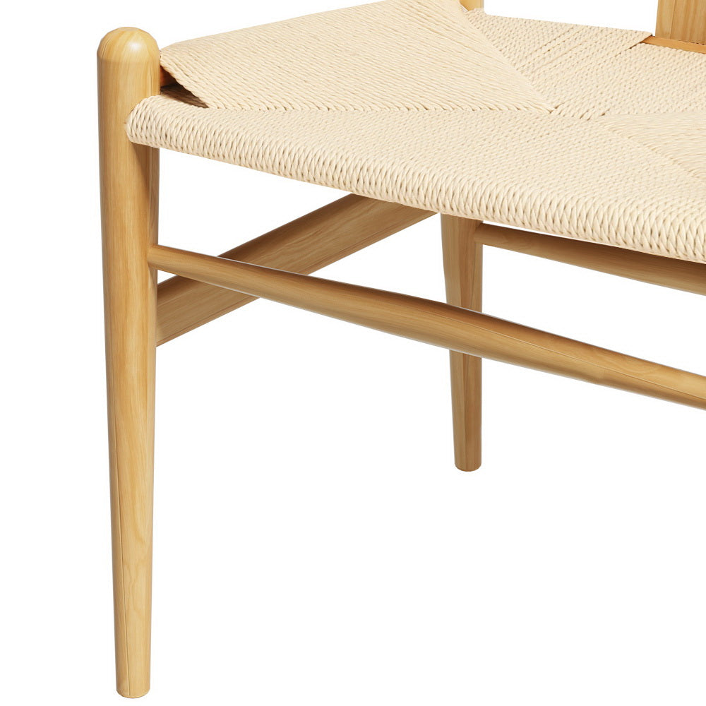Artiss Dining Chair Wooden Rattan Seat Wishbone Back