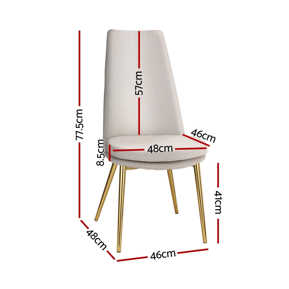 Artiss Dining Chairs Set of 2 Linen Fabric High Back Beige
