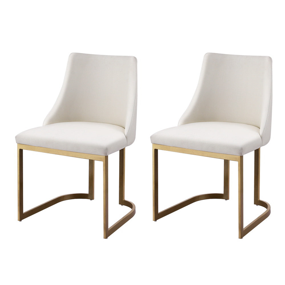 Artiss Dining Chairs Set of 2 Linen Fabric Frame Beige