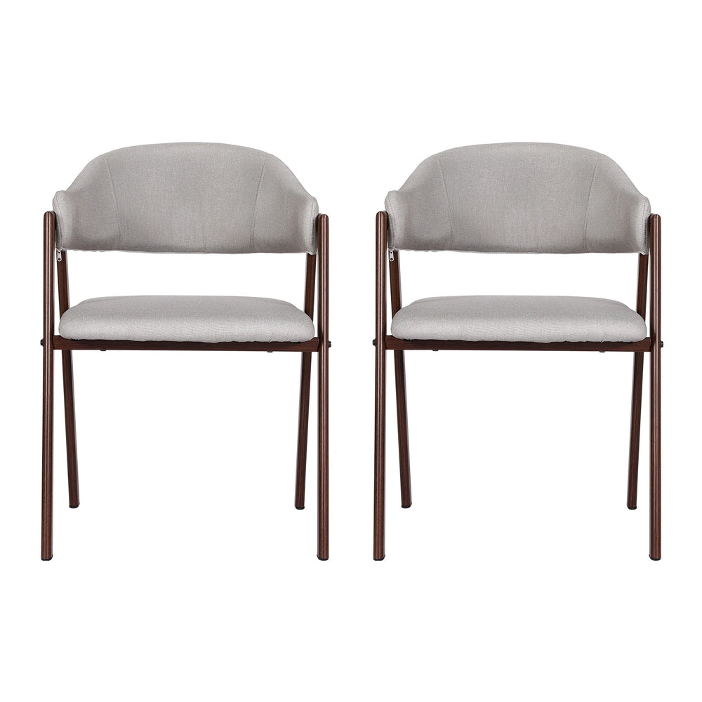 Artiss Dining Chairs Set of 2 Linen Hollow Armchair Grey