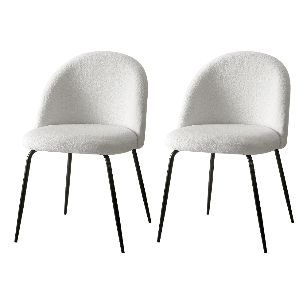Artiss Dining Chairs Set of 2 Sherpa Boucle White