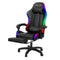 Artiss Massage Gaming Office Chair 7 LED Computer Chairs Leather Footrest Black