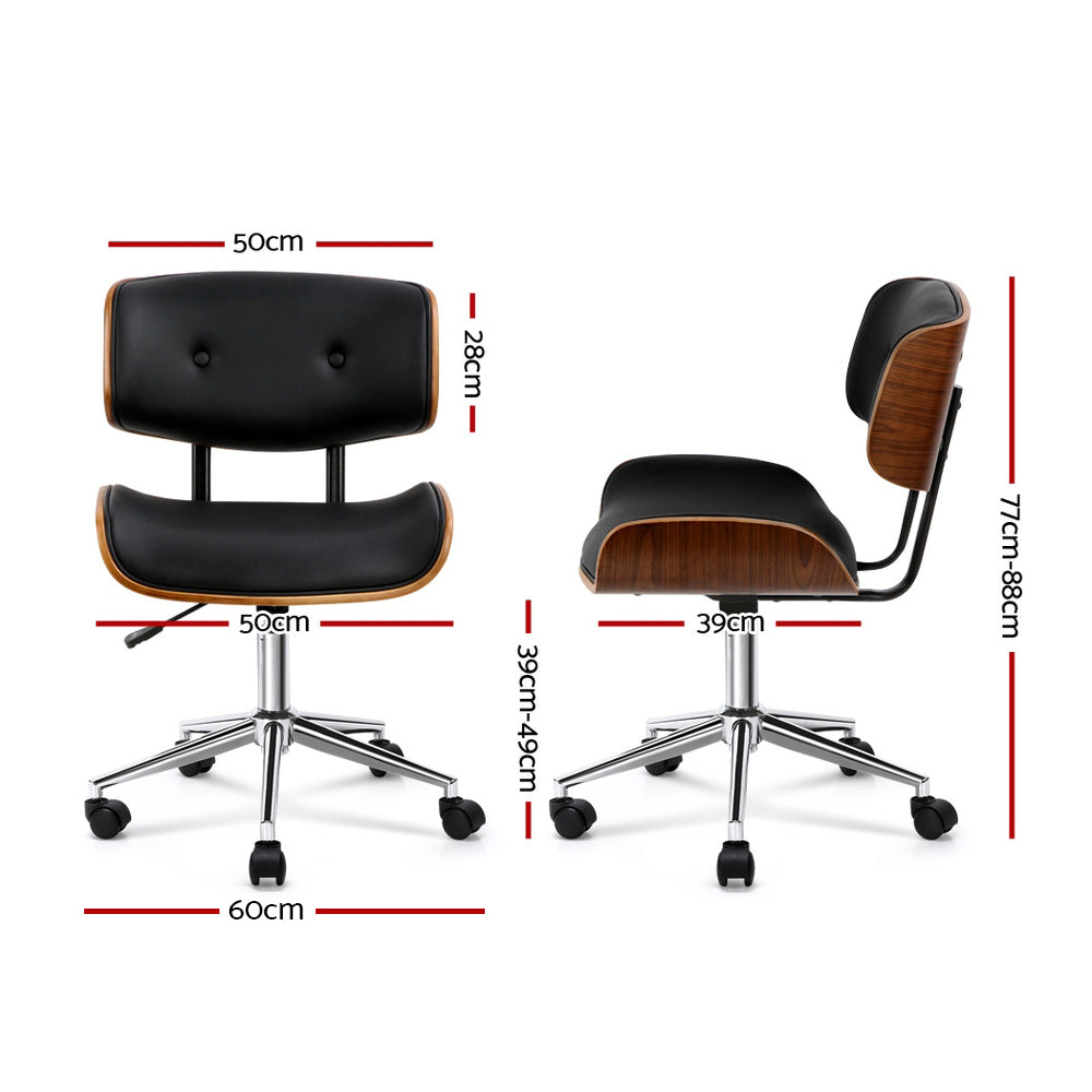 Artiss Wooden Office Chair Fabric Seat Black