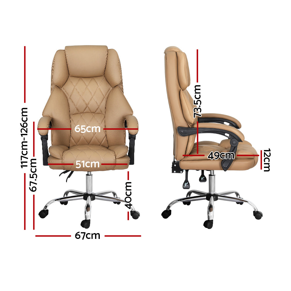 High-Back Recliner Office Chair PU Leather Adjustable Artiss