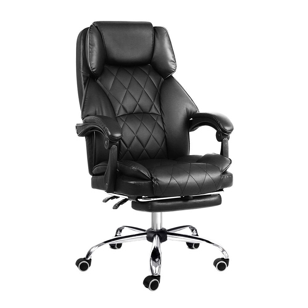 Artiss Executive Office Chair Leather Footrest Black