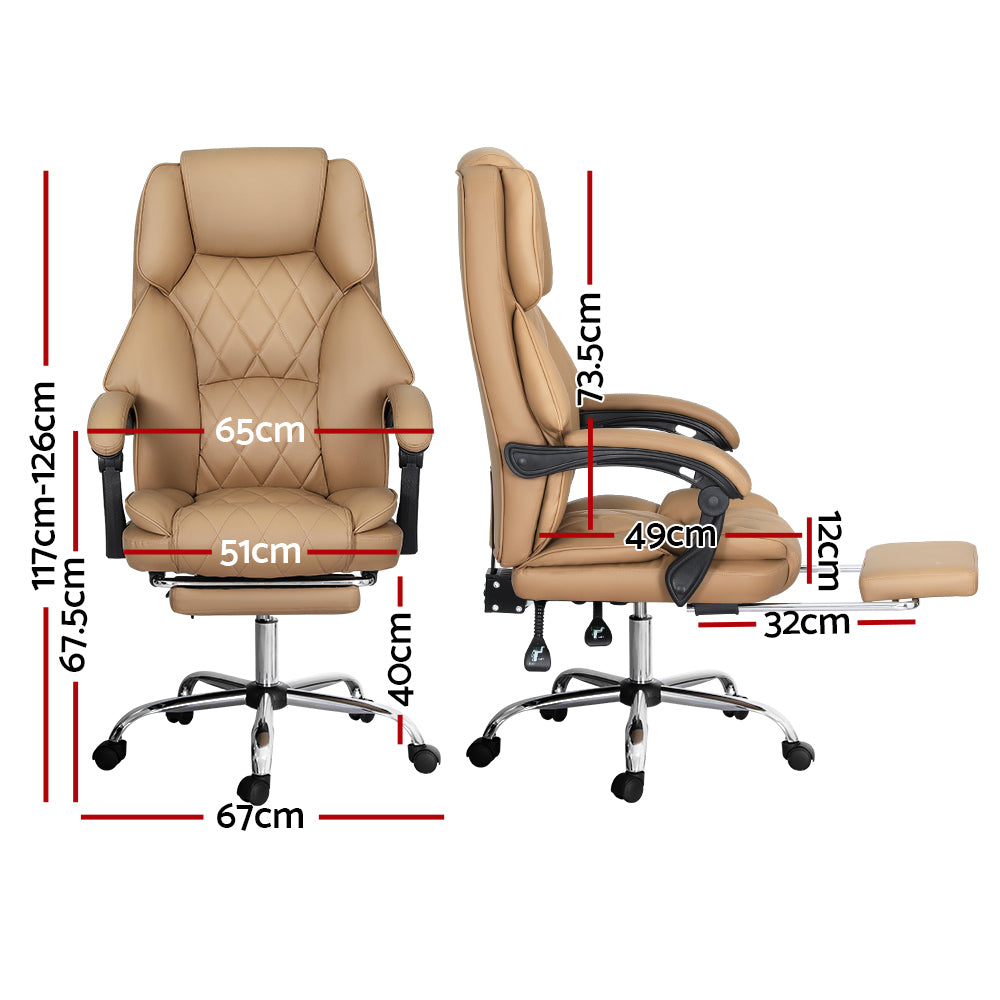 Ergonomic Leather Office Chair with Footrest, Artiss