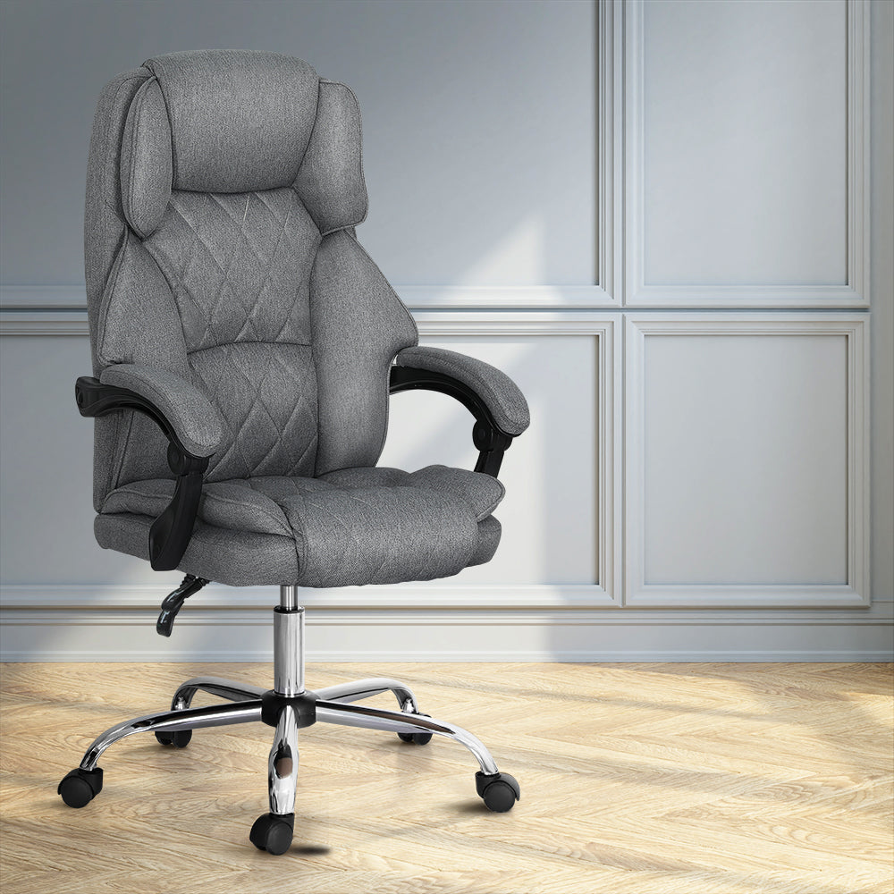 Grey Recliner Office Chair High-Back, Adjustable – Artiss