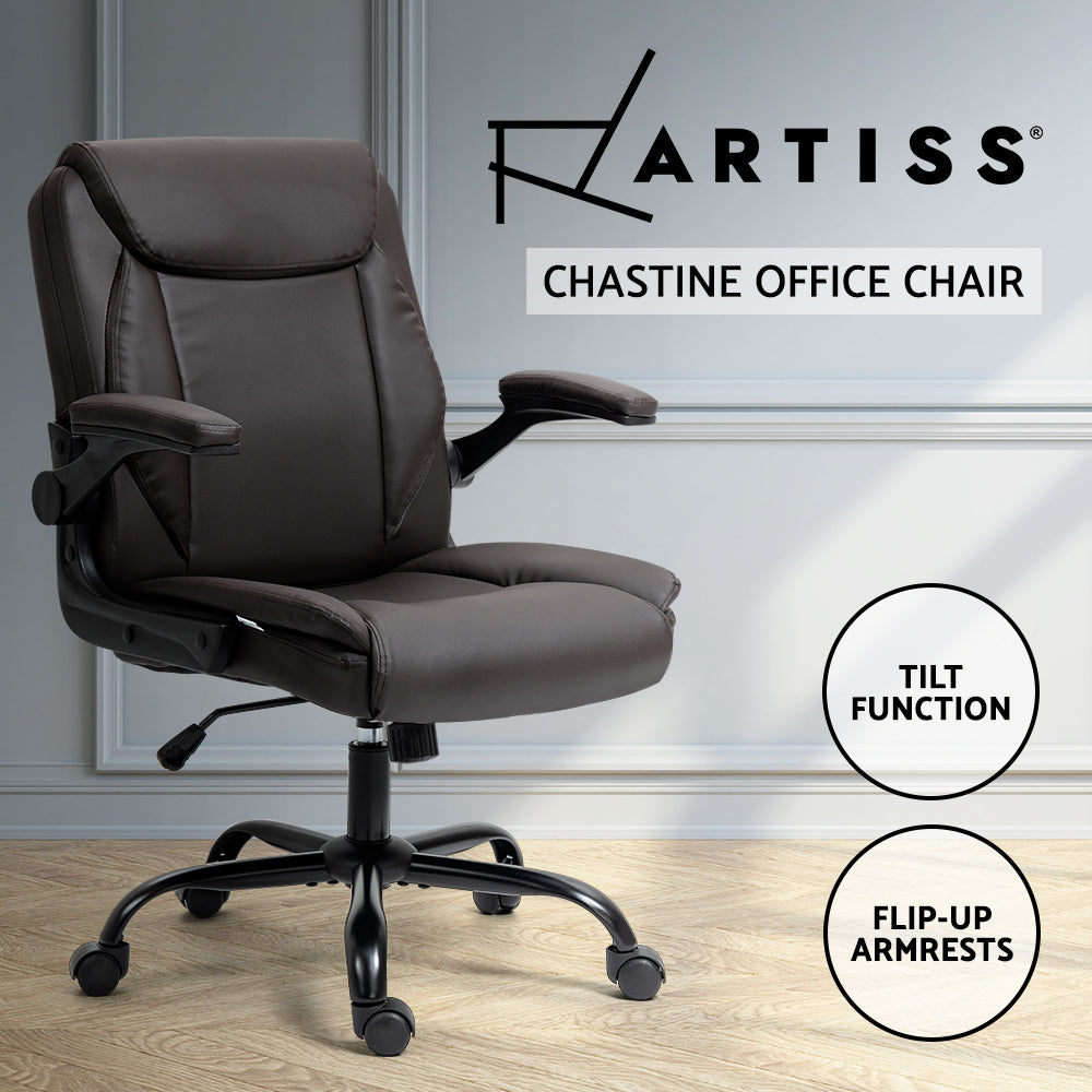 Artiss Executive Office Chair Mid Back Brown