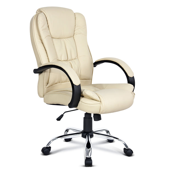 Artiss Office Chair Gaming Computer Chairs Executive PU Leather Seat Beige