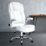 White PU Leather High Back Executive Office Chair - Artiss