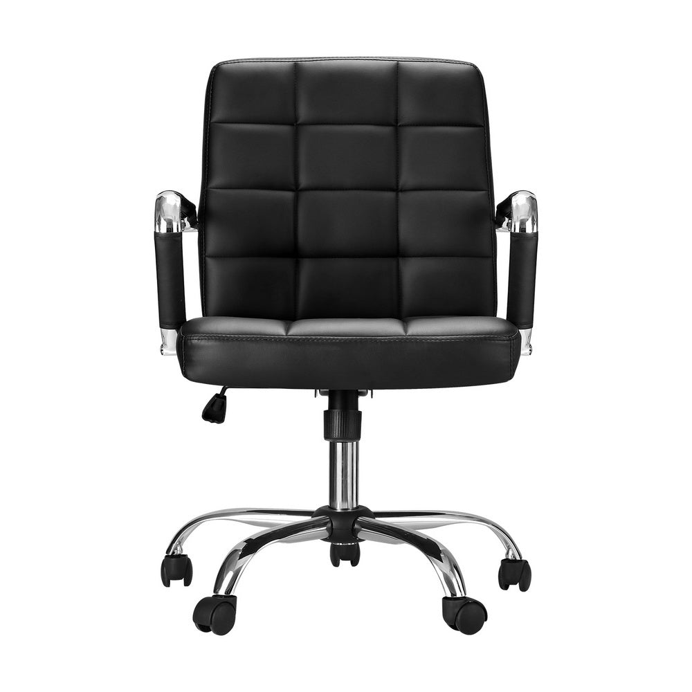 Ergonomic PU Leather Office Chair, 360° Swivel Mid Back - Artiss