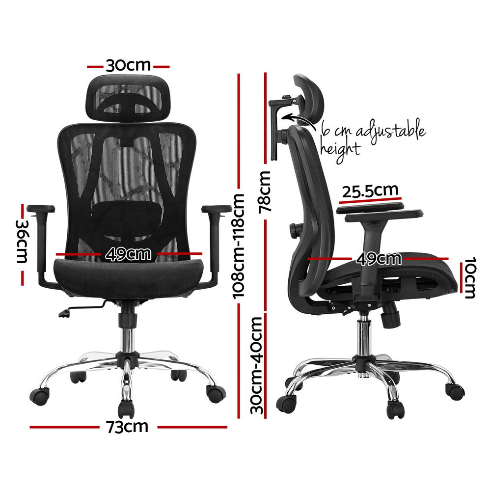 Ergonomic Reclining Mesh Office Chair with 3D Armrests - Artiss