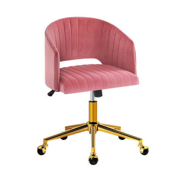 Velvet Office Chair Executive Computer Chair Adjustable Armchair Work Study Pink