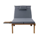 Gardeon Sun Lounge Wooden Lounger Outdoor Furniture Day Bed Wheel Patio Grey