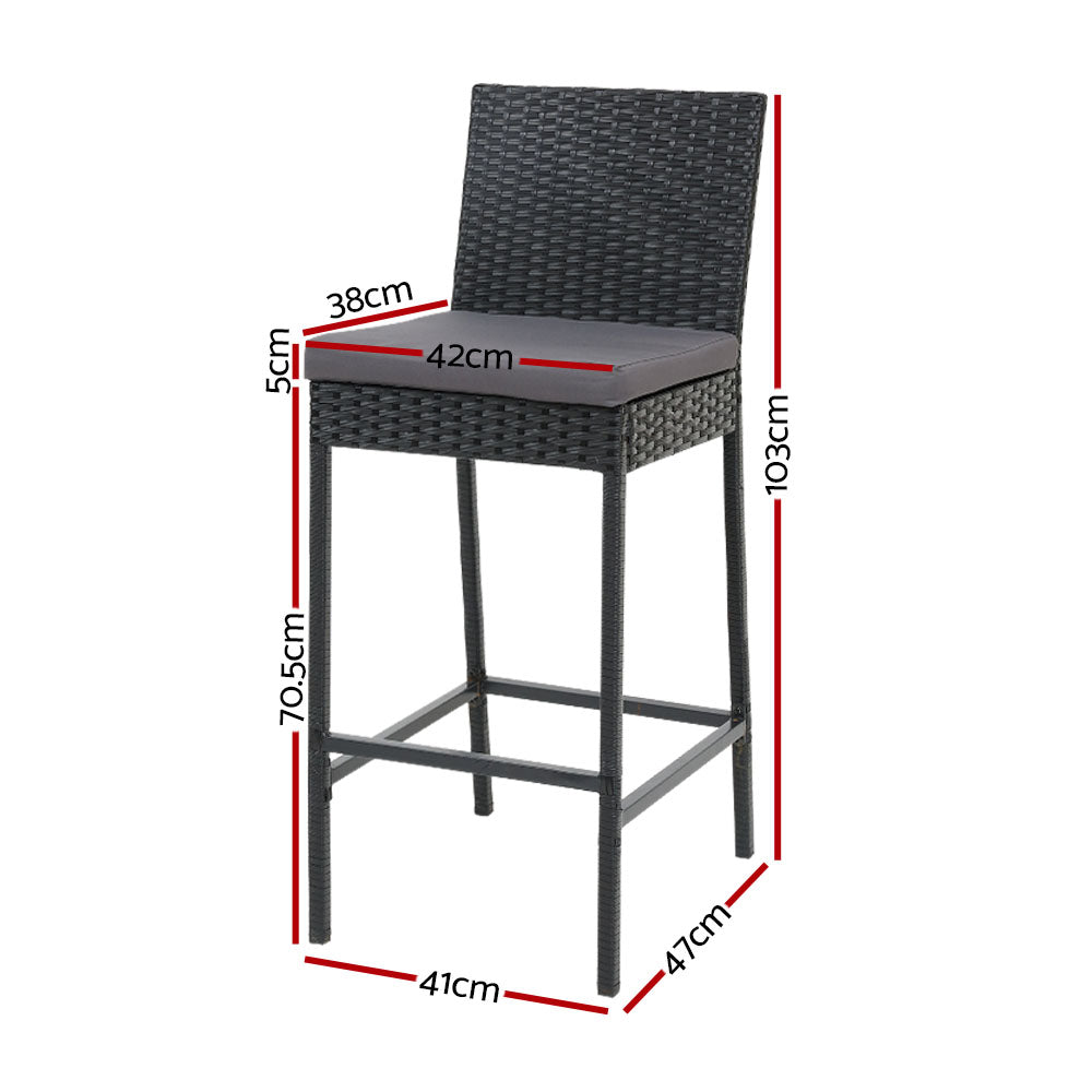 Gardeon 2-Piece Outdoor Bar Stools Dining Chair Bar Stools Rattan Furniture