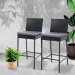 UV-Resistant Rattan Outdoor Bar Stools, 2-Piece Set - Gardeon