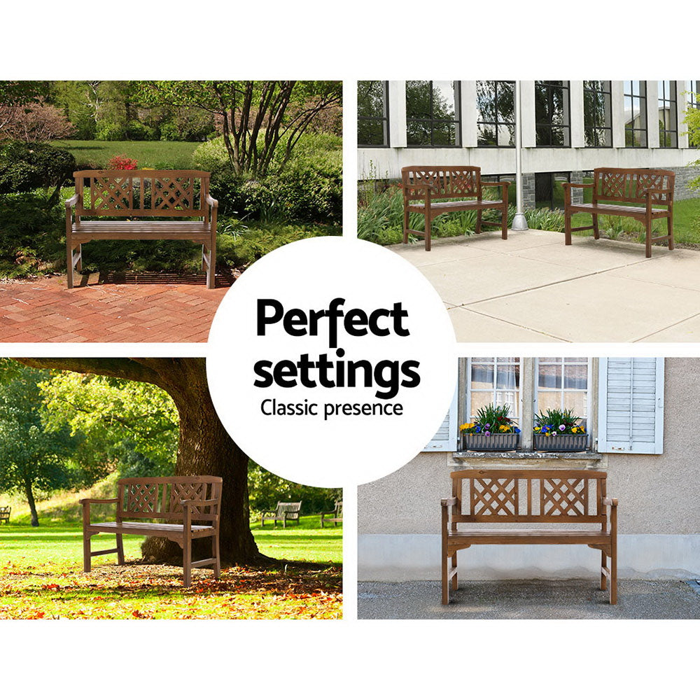 Gardeon Outdoor Garden Bench Wooden Chair 2 Seat Patio Furniture Lounge Natural