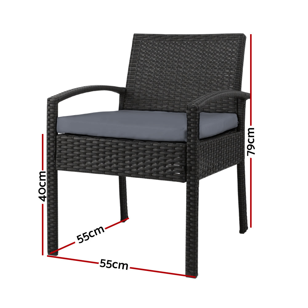 Gardeon 2PC Outdoor Dining Chairs Patio Furniture Rattan Lounge Chair Cushion Felix