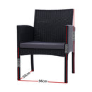 Set of 2 Outdoor Bistro Chairs Patio Furniture Dining Chair Wicker Garden Cushion Gardeon