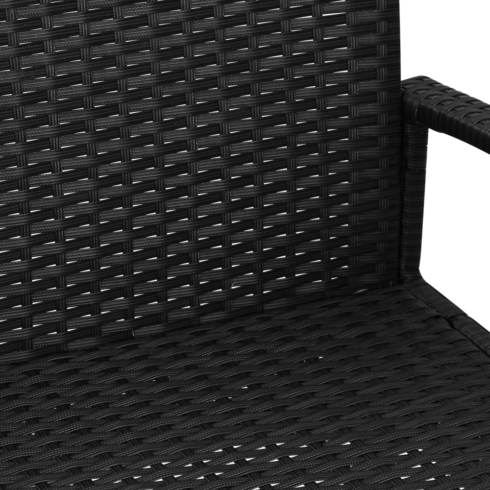 Gardeon 3PC Bistro Set Outdoor Furniture Rattan Table Chairs Cushion Patio Garden Felix